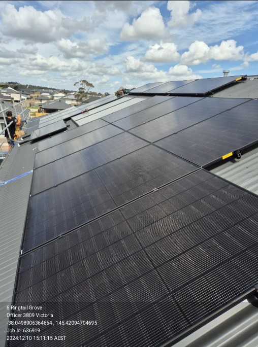 Clean professional solar panel installation on a residential tile roof in Melbourne West